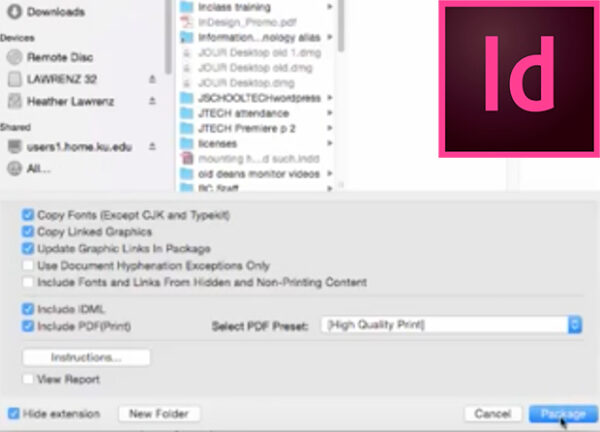 Opening Indesign Package InDesign Package - JSchoolTech