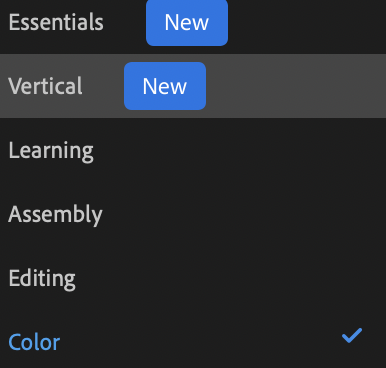 Image of workspace menu with color selected
