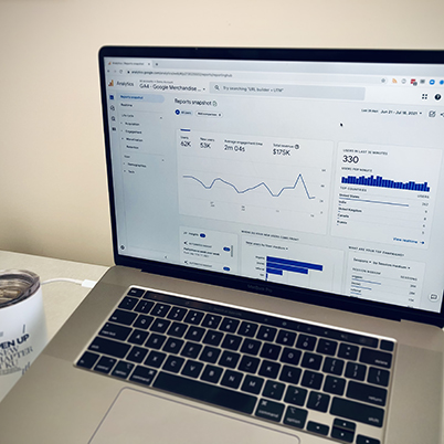 Laptop with Google Analytics on screen