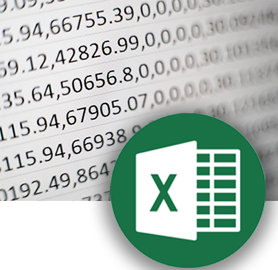 Numbers in a spreadsheet with Excel logo on top