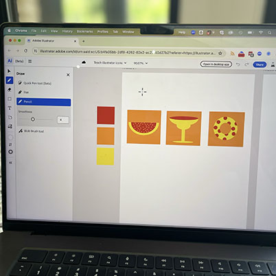 Icons being edited on Illustrator on the web.