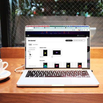 Laptop showing Express quick actions panel.